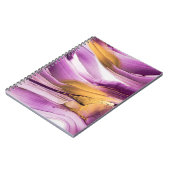 Carnet Art fluide, texture dorée lilas marbrée. (Côté gauche)