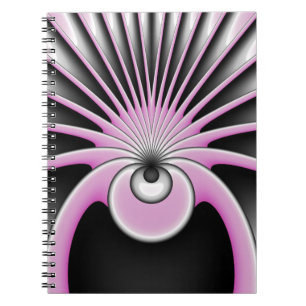 Carnet Art fractal abstrait moderne Figure rose gris noir