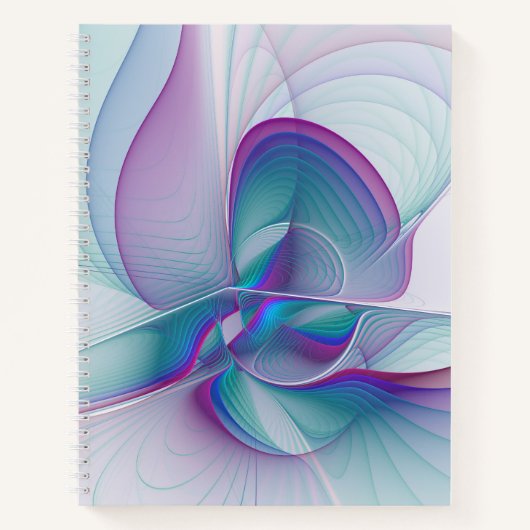Carnet Art Fractal Abstrait rose bleu turquoise (Devant)