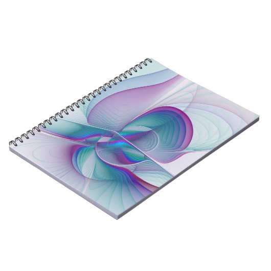 Carnet Art Fractal Abstrait rose bleu turquoise (Côté gauche)