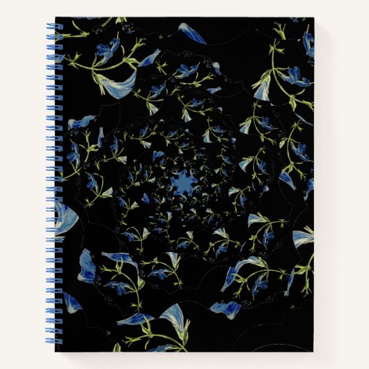 Carnet Art fractal bleu et noir Sage (Devant)
