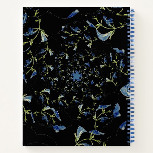 Carnet Art fractal bleu et noir Sage (Dos)