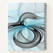 Carnet Art fractal moderne gris anthracite abstrait bleu (Dos)