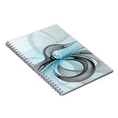 Carnet Art fractal moderne gris anthracite abstrait bleu (Côté Droit)