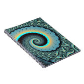 Carnet Art fractal spirale abstrait bleu turquoise orange (Côté Droit)