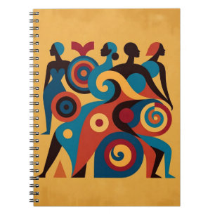 Carnet Art Géométrique Abstrait de Femmes Africaines Rétr