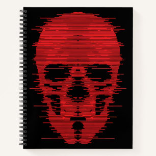Carnet Art Glitch Crâne Rouge