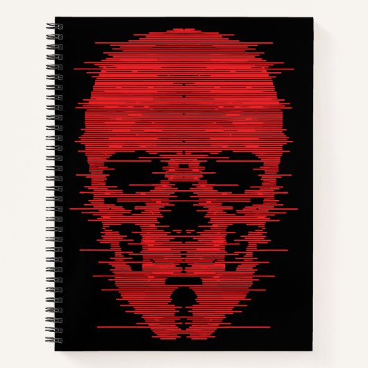 Carnet Art Glitch Crâne Rouge (Devant)