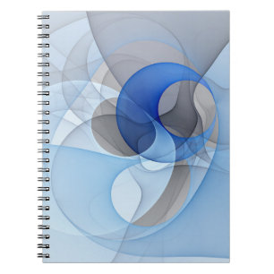 Carnet Art graphique fractal abstrait bleu gris moderne