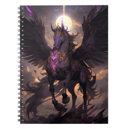 Carnet Art Imaginaire noir violet Unicorne (Devant)