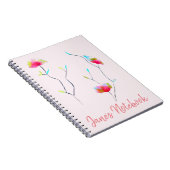 Carnet Art japonais moderne simple à fleurs roses (Côté Droit)