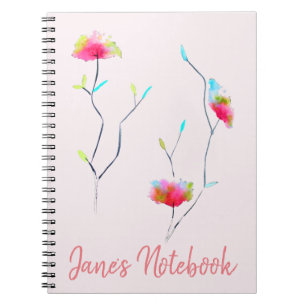 Carnet Art japonais moderne simple à fleurs roses