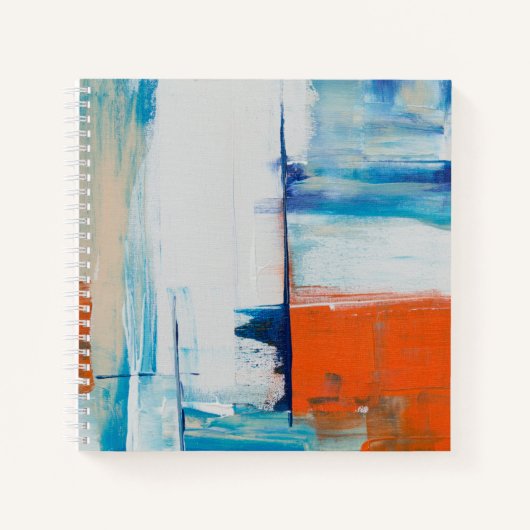 Carnet Art Moderne Abstrait Bleu et Orange (Devant)