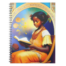 Art Nouveau Africain Américaine fille lire un livr