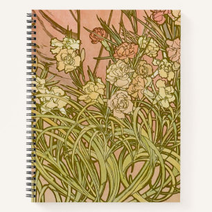 Carnet Art Nouveau Alphonse Mucha Fleurs d'œillet floral