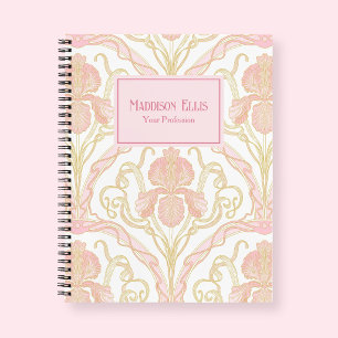 Carnet Art Nouveau Floral Rose Féminin Entreprise