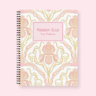Carnet Art Nouveau Floral Rose Féminin Entreprise
