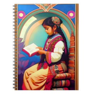 Carnet Art Nouveau Mexicaine Lecture fille