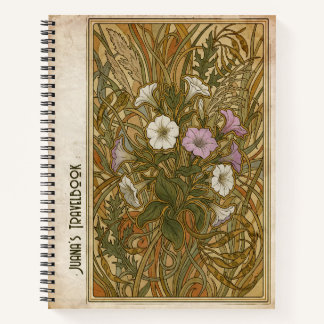 Carnet Art Nouveau personnalisé Pétunia Botanique Vintage