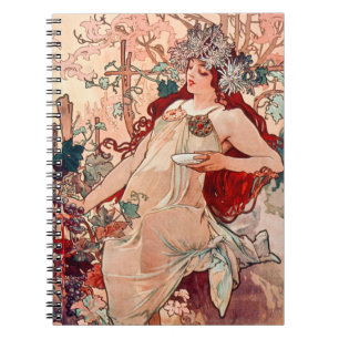 Carnet Art Nouveau vintage automne par Alphonse Mucha