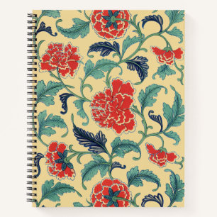 Carnet Art Nouveau vintage chinoisérie florale rouge chin