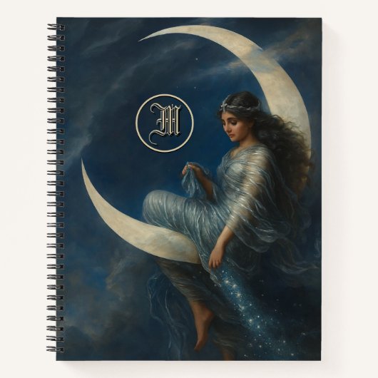 Carnet Art Nouveau Woman on Crescent Moon (Devant)