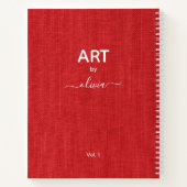Carnet Art Par Nom Personnalisé Red Linen Photo (Dos)