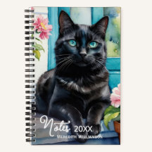Art personnalisé à l'aquarelle de chat noir élégan