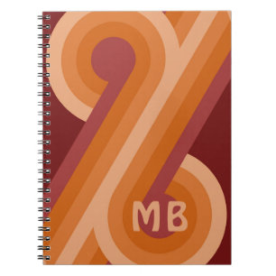 Carnet Art personnalisé orange rouge foncé rétro