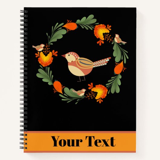 Carnet Art populaire d'oiseau d'automne (Devant)