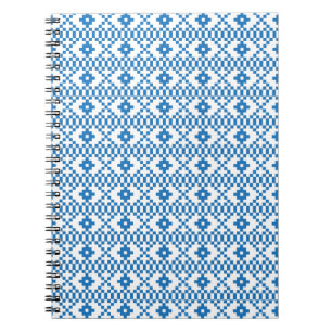 Carnet Art populaire ethnique letton bleu et blanc