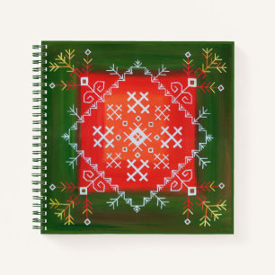 Carnet Art populaire letton vintage avec symboles peintur
