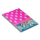 Carnet Art rose de Sari de bleu et d'or (Côté Droit)