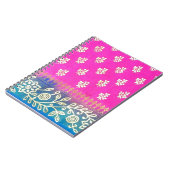 Carnet Art rose de Sari de bleu et d'or (Côté gauche)