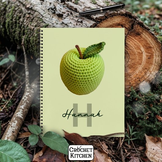 Carnet Artisanat Crochet vert Pomme Nom Monogramme