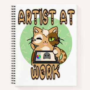 Carnet Artiste au travail – design de chat mignon