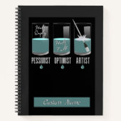 Carnet Artiste bleu moderne Pessimiste Optimist Sketchboo (Devant)