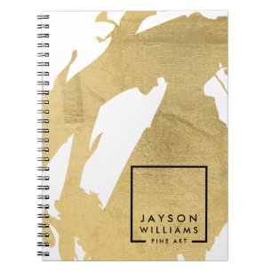 Carnet Artiste moderne Abstrait Faux Gold Brushstrokies