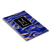 Carnet Artsy bleu moderne Aquarelle Abstraite Monogramme (Côté Droit)