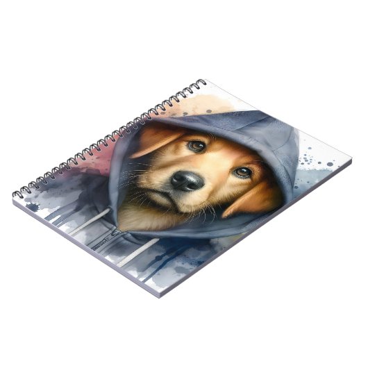 Carnet Artwork d'aquarelle Chien Brown dans une plaque Sw (Côté gauche)