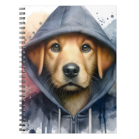 Carnet Artwork d'aquarelle Chien Brown dans une plaque Sw (Devant)