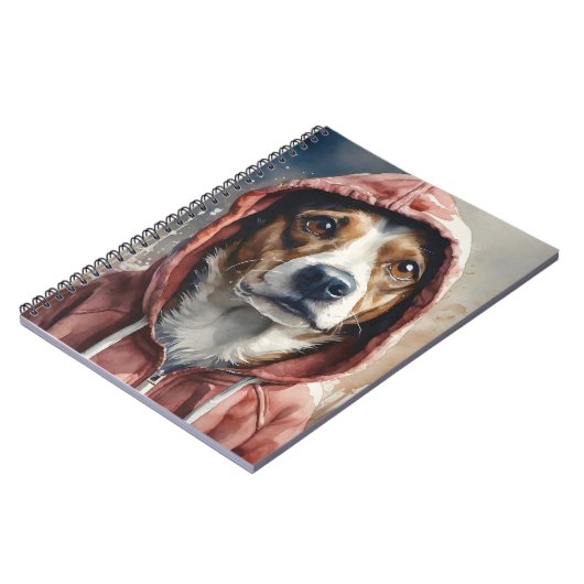 Carnet Artwork d'aquarelle Chien Brown et blanc en Sweat (Côté gauche)