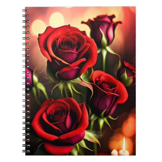 Carnet Artwork numérique Fleurs de rose rouge-58567 (Devant)
