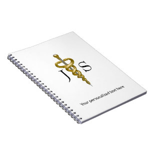 Carnet Asclepius Noble Médical Élégant Or Argent