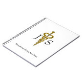 Carnet Asclepius Noble Médical Élégant Or Argent (Côté gauche)