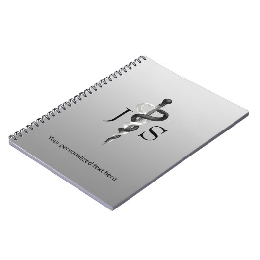 Carnet Asclepius Noble Médicale élégant noir blanc (Côté gauche)