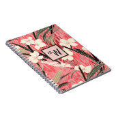 Carnet Asian Floral Pink Peach White Chinoiserie Monogram (Côté Droit)