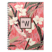 Carnet Asian Floral Pink Peach White Chinoiserie Monogram (Devant)