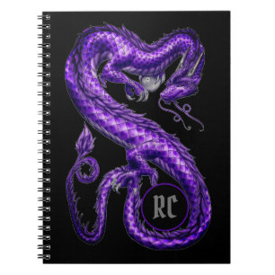 Carnet asiatique pourpre décoré d'un monogramme