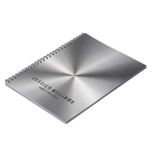 Carnet Aspect brillant gris argenté en acier inoxydable (Côté gauche)
